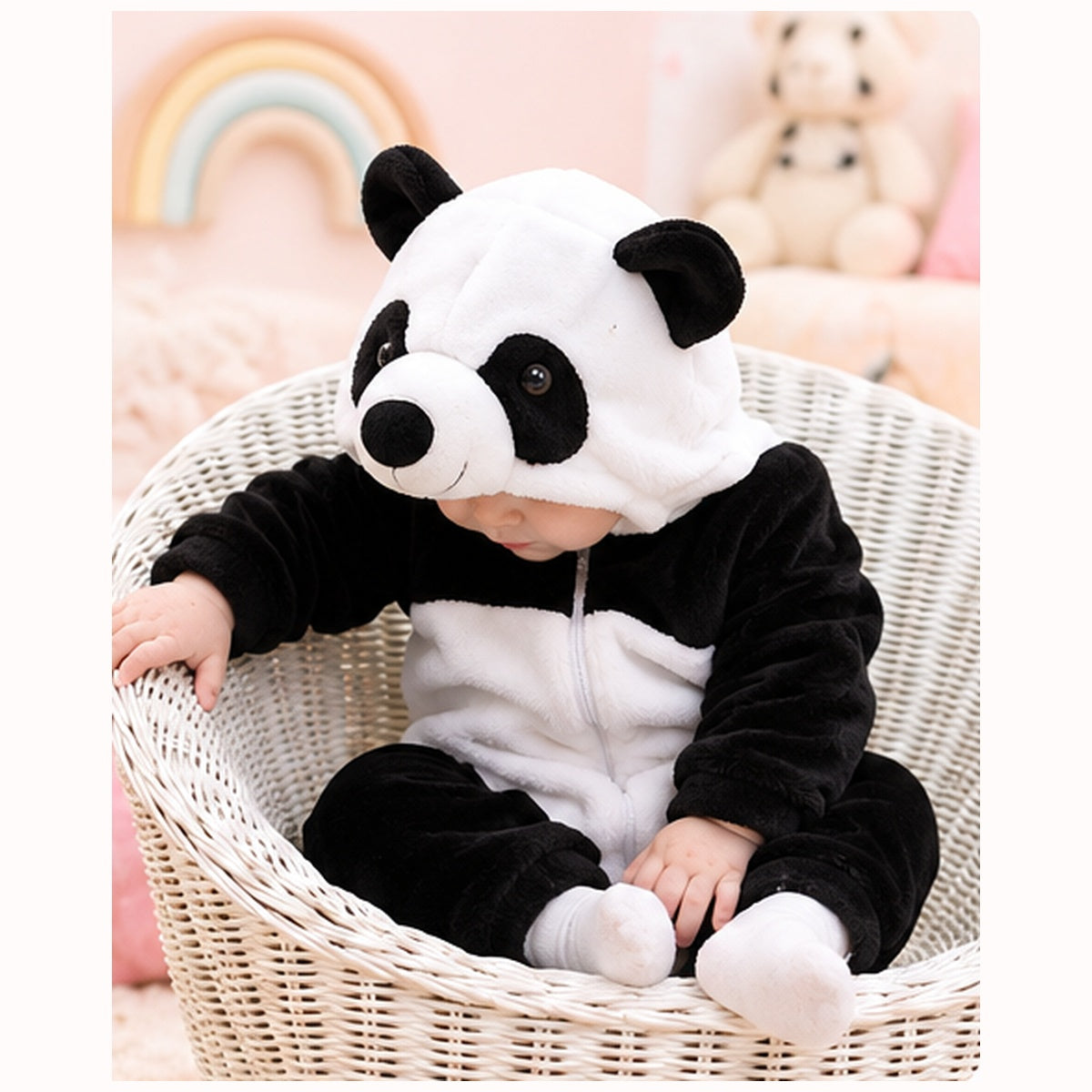 🐼 Asterly Baby™ Cozy Panda Onesie 🧸 Cute Hooded Baby Jumpsuit 🐼🌈