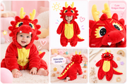 🐉 Asterly Baby™ Cozy Dragon Onesie 👶 Cute Hooded Baby Costume 🌈