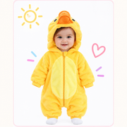 🐥 Asterly Baby™ Cozy Duck Onesie 🐥💛 Adorable Hooded Baby Jumpsuit 🌈