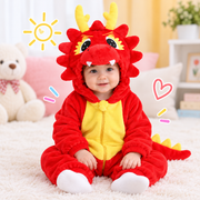 🐉 Asterly Baby™ Cozy Dragon Onesie 👶 Cute Hooded Baby Costume 🌈