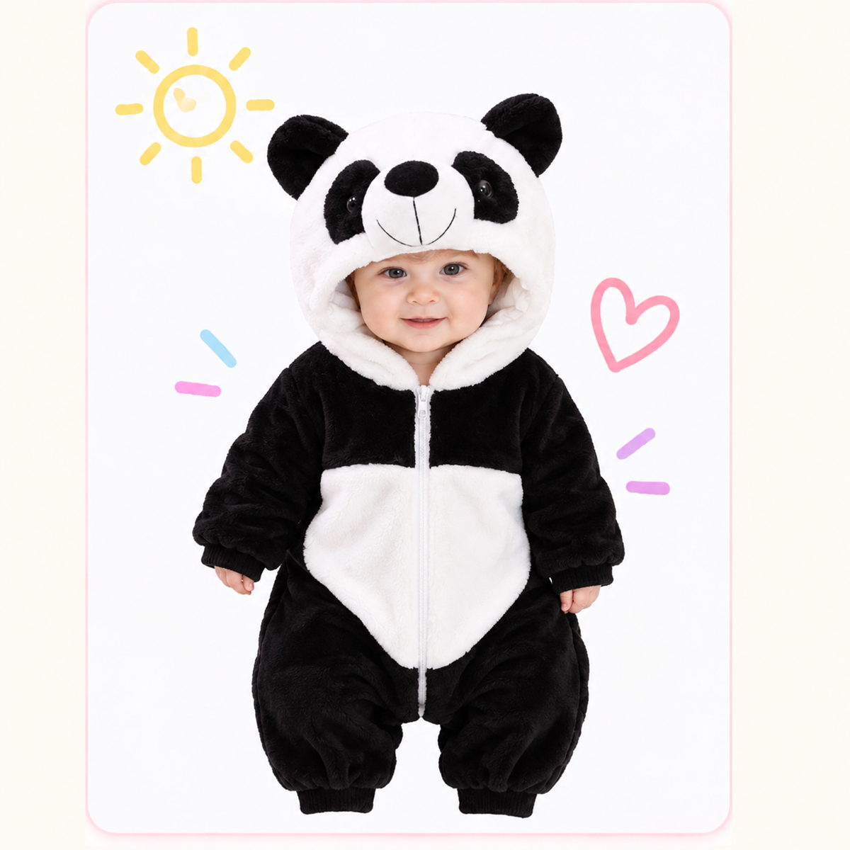 🐼 Asterly Baby™ Cozy Panda Onesie 🧸 Cute Hooded Baby Jumpsuit 🐼🌈